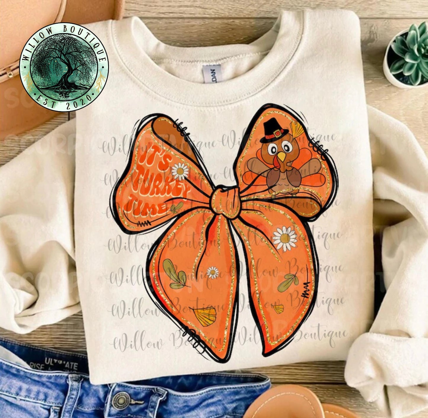 It’s Turkey Time Bow Sweatshirt