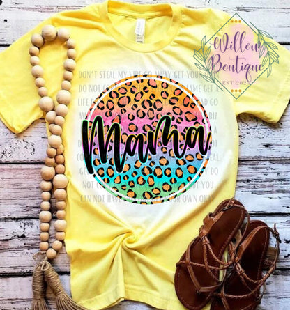 Neon Leopard Mama Tee