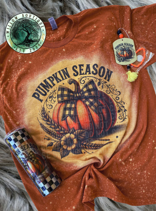 Checkered Bow Pumpkin Season Tee