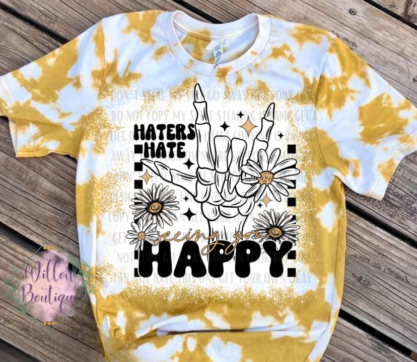 Haters Hate Happy Acid Washed Tee