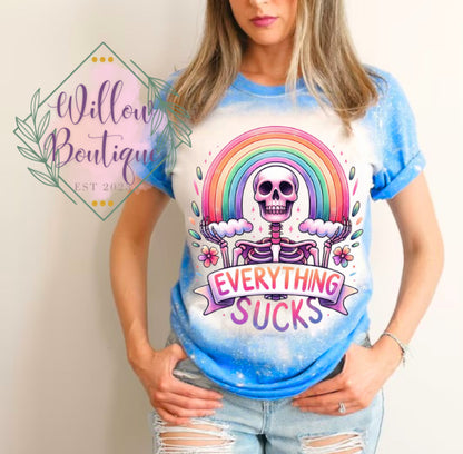 Everything Sucks Skellie Rainbow Tee