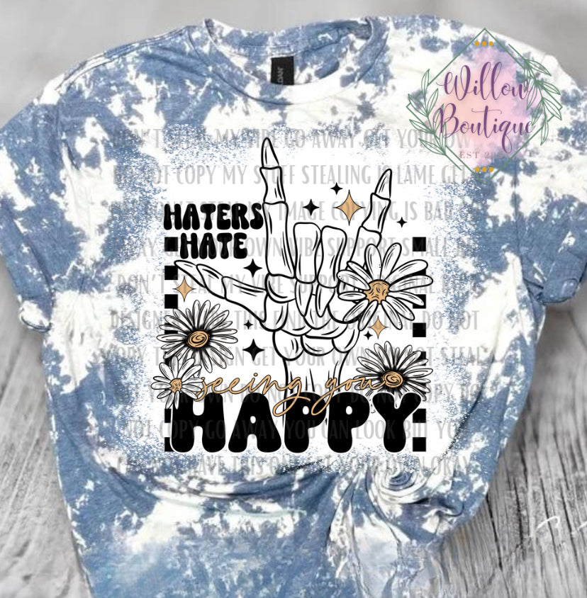 Haters Hate Happy Acid Washed Tee