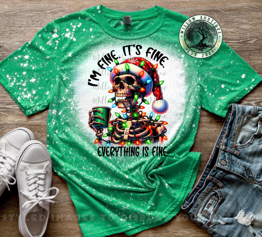 Everything Is Fine Christmas Skellie Tee