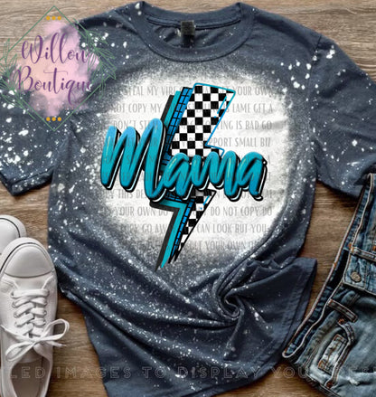 Mama Checkered Lightning Bolt Tee