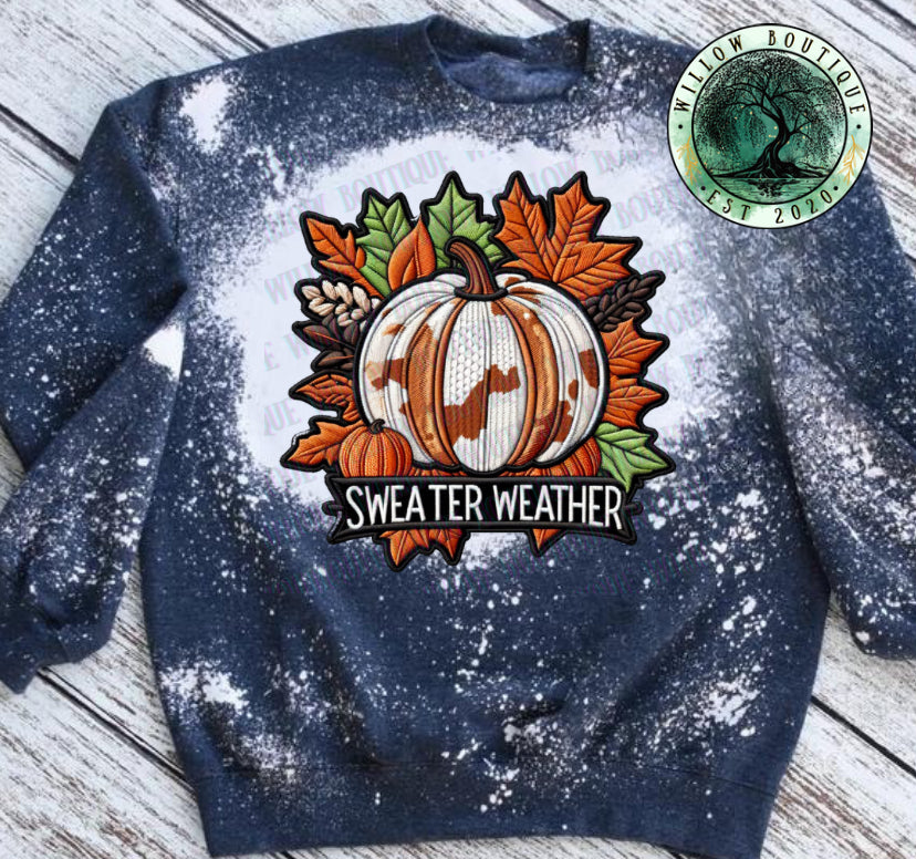 Sweater Weather Faux Embroidery Sweatshirt