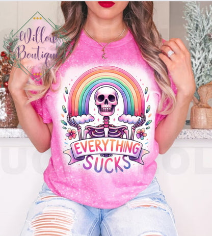 Everything Sucks Skellie Rainbow Tee