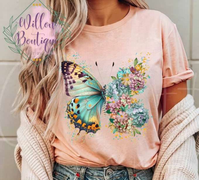 Spring Floral Butterfly Tee