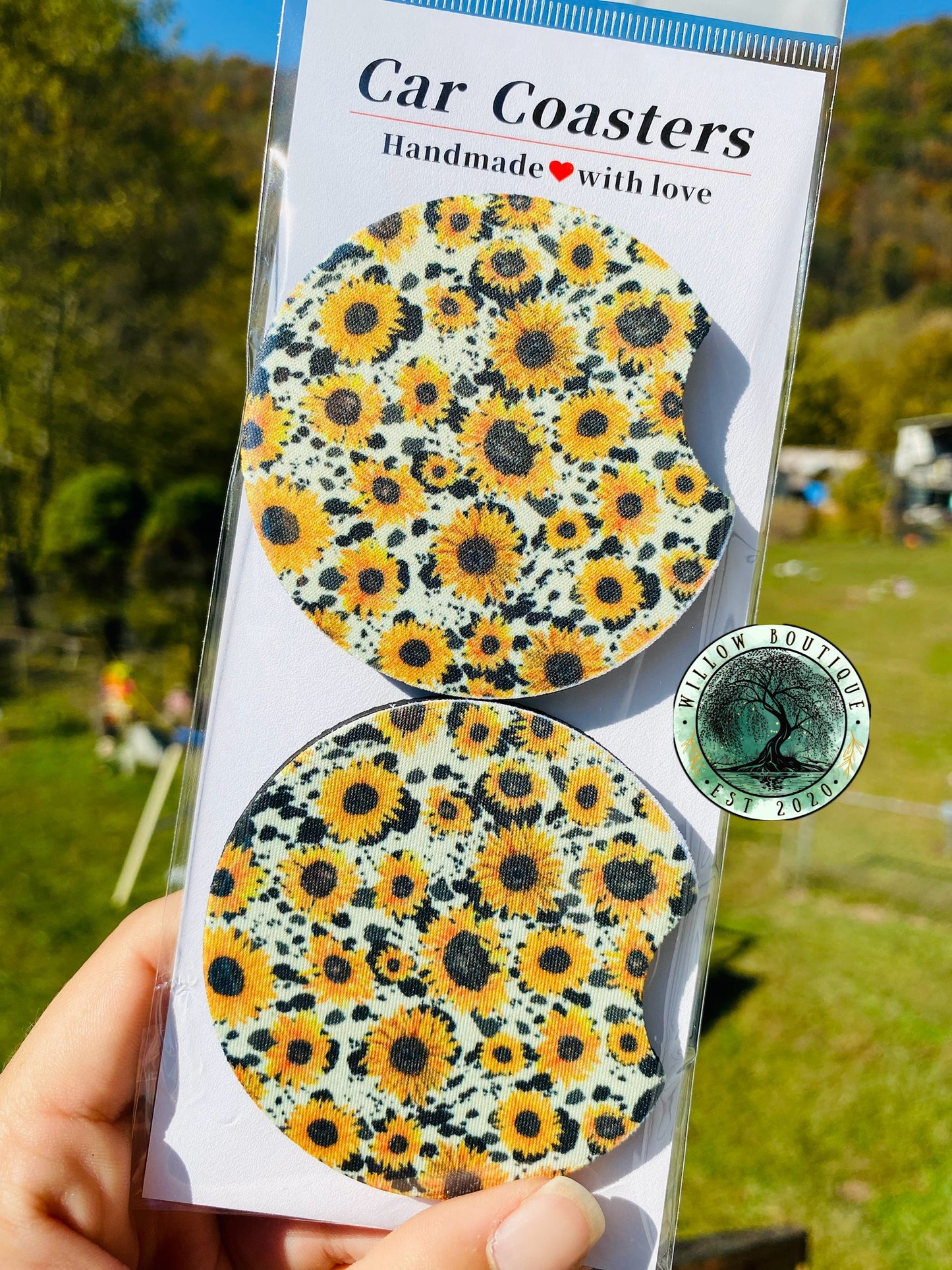 Cow Print and Sunflowers Coasters