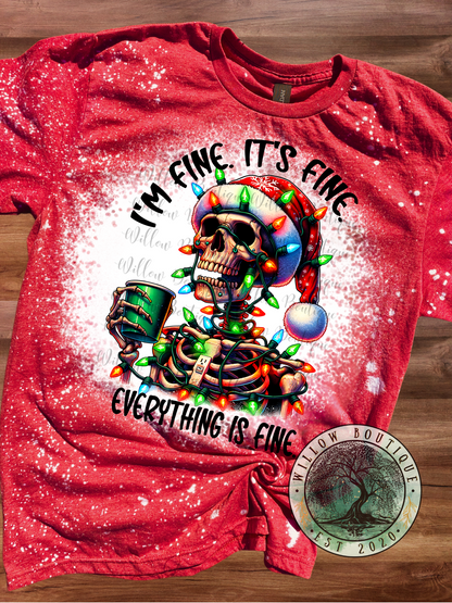 Everything Is Fine Christmas Skellie Tee