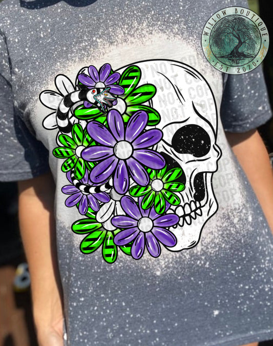 Floral Sandworm Skull Tee