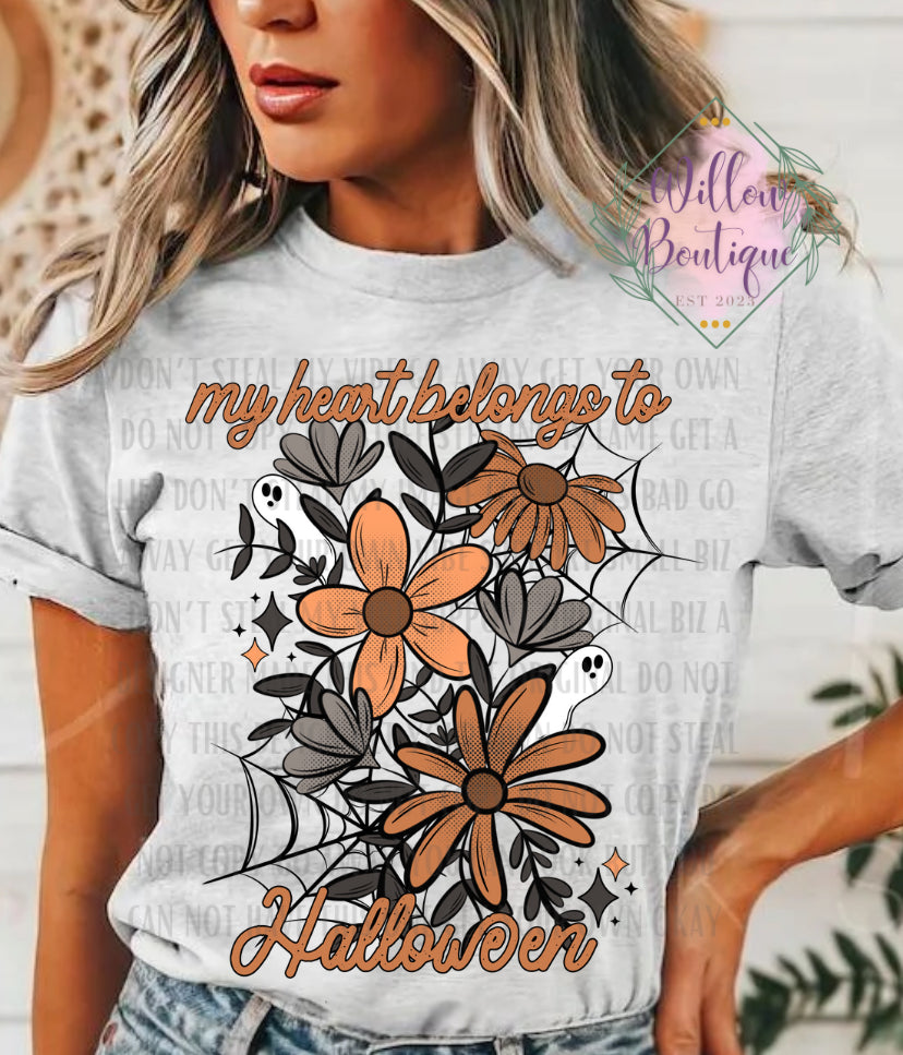 My Heart Belongs To Halloween Floral Tee