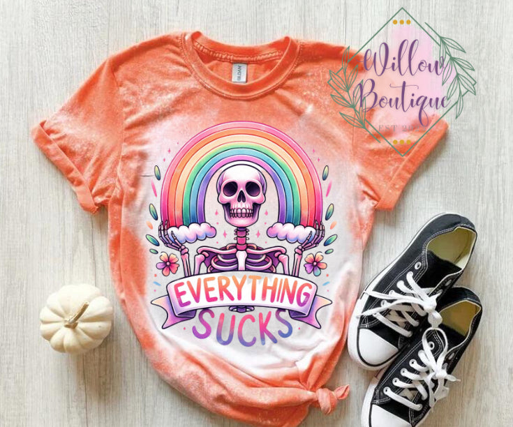 Everything Sucks Skellie Rainbow Tee