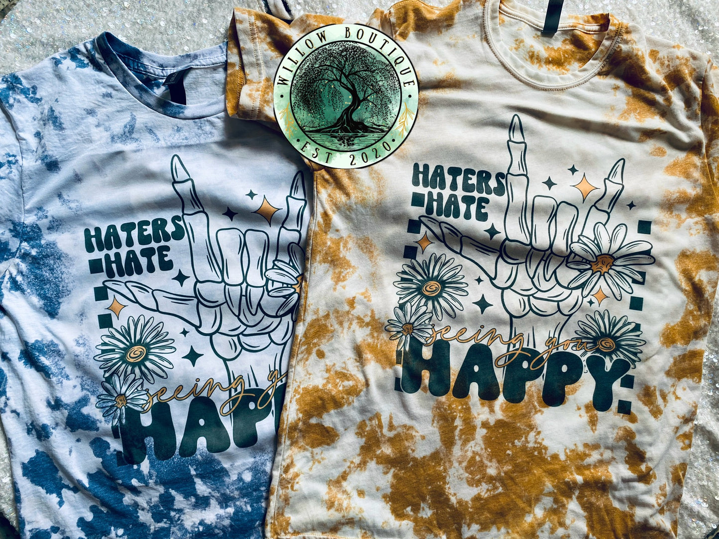 Haters Hate Happy Acid Washed Tee