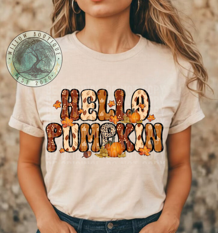 Floral Hello Pumpkin Tee