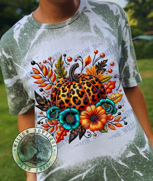 Leopard Pumpkin Florals Tee