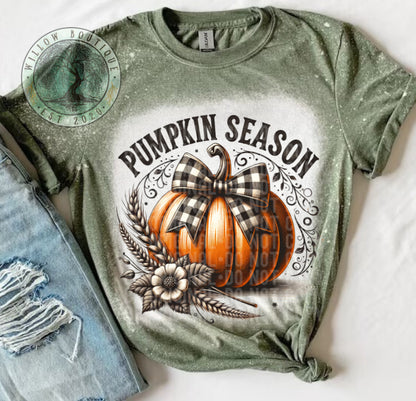 Checkered Bow Pumpkin Season Tee