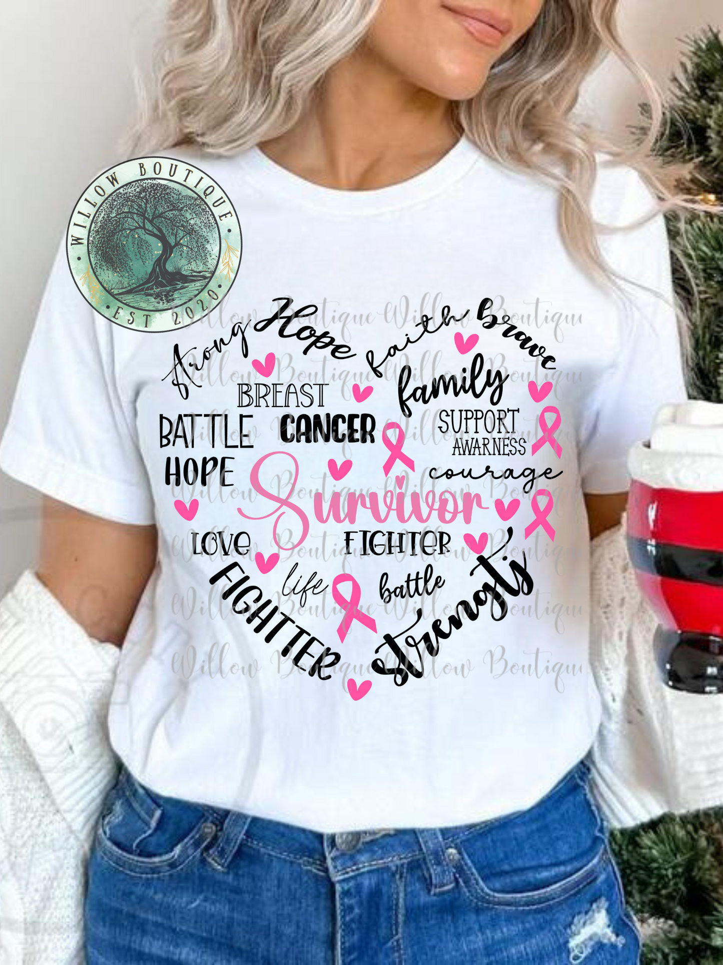 Breast Cancer Collage Heart Tee