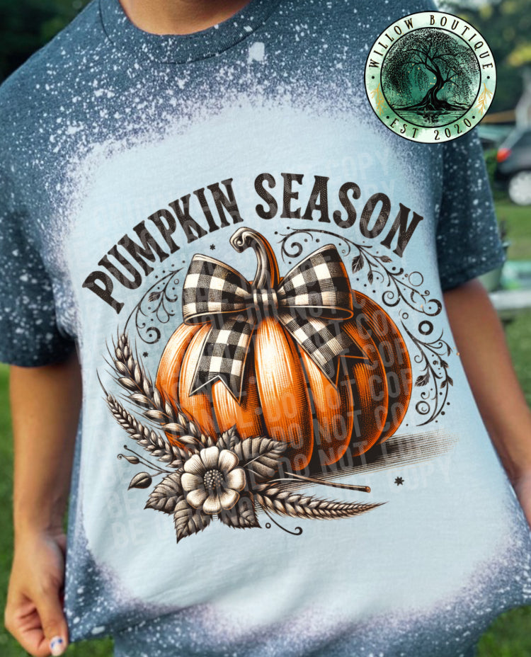 Checkered Bow Pumpkin Season Tee