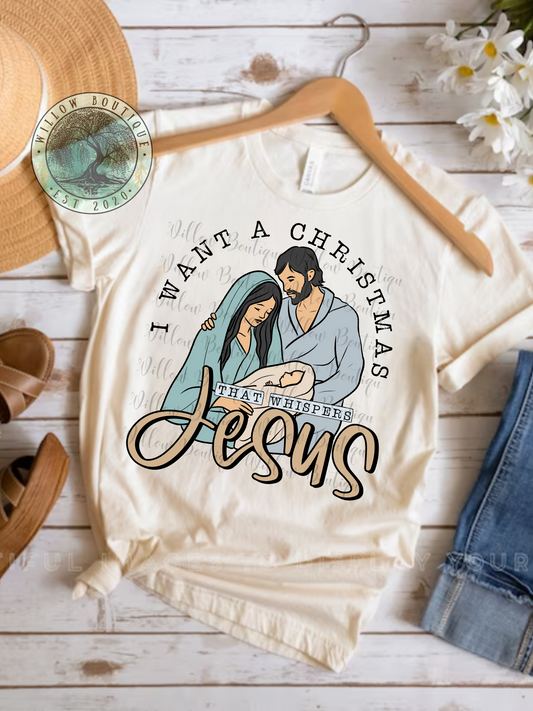 A Christmas That Whispers Jesus Tee