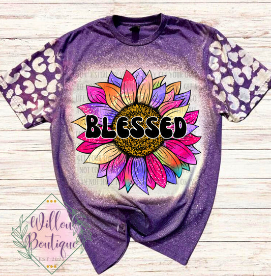 Colorful Blessed Sunflower Tee