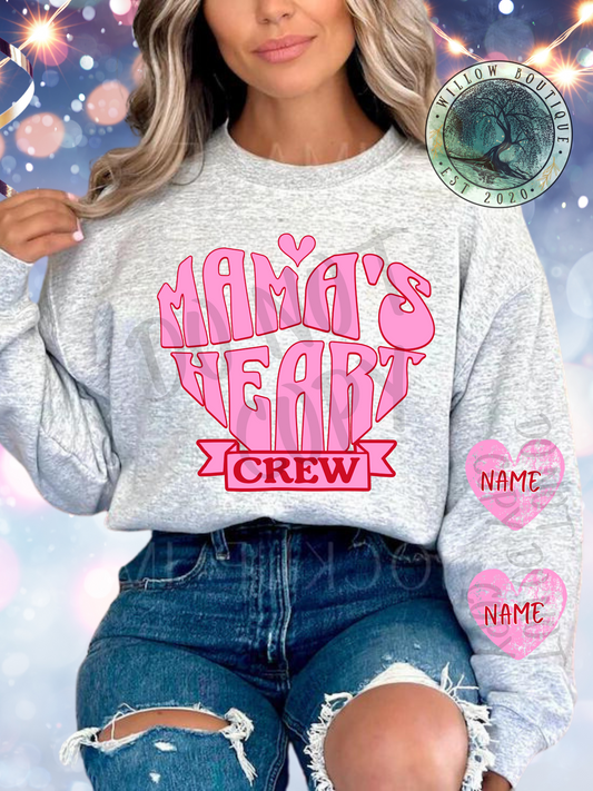 Personalized Mamas Heart Crew Sweat