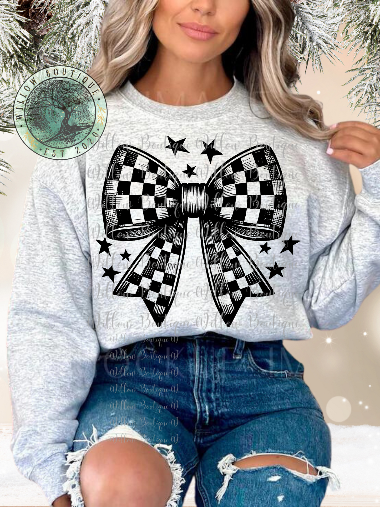 Checkered Bow Sweat