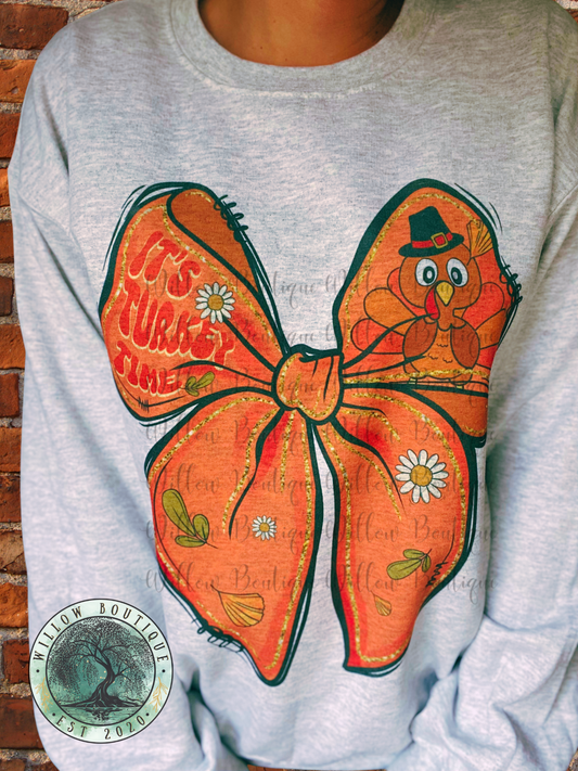 It’s Turkey Time Bow Sweatshirt