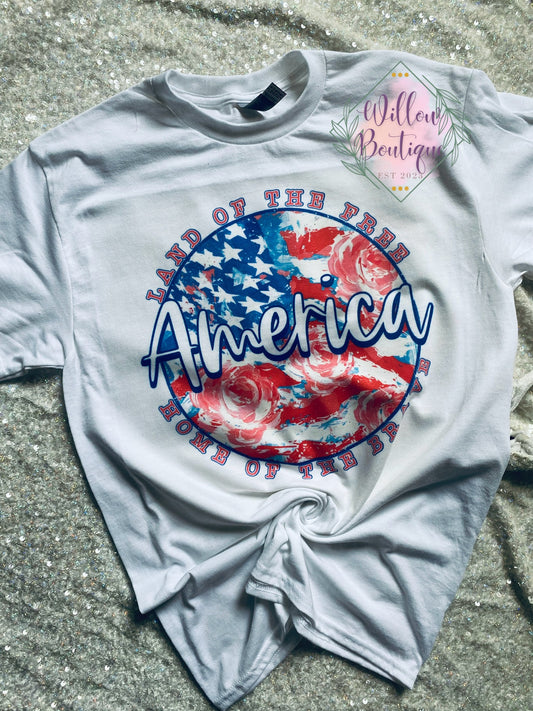 Floral America Tee