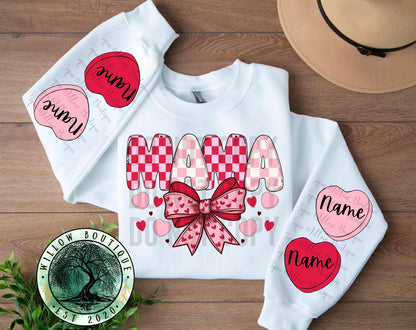 Personalized Checkered Mama Hearts Sweat