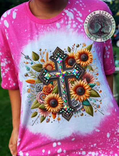 Faux Bling Fall Cross Tee