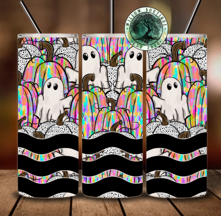 Pumpkin Ghost Wave Tumbler