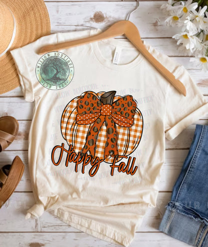 Happy Fall Plaid Pumpkin Tee