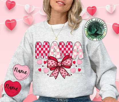 Personalized Checkered Mama Hearts Sweat