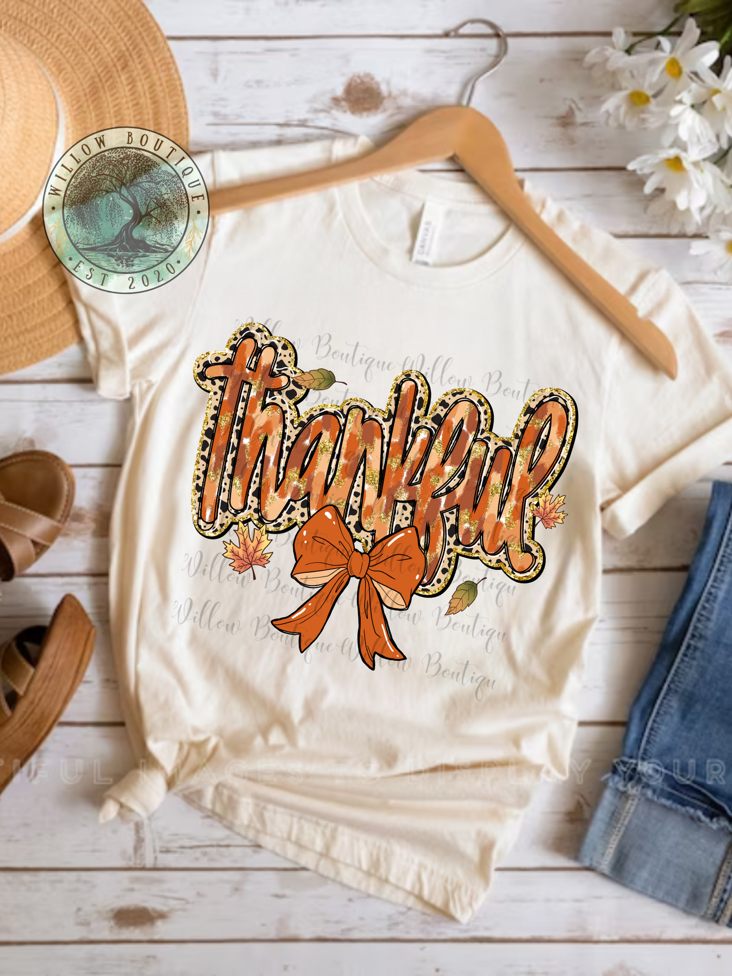 Faux Glitter Thankful Tee