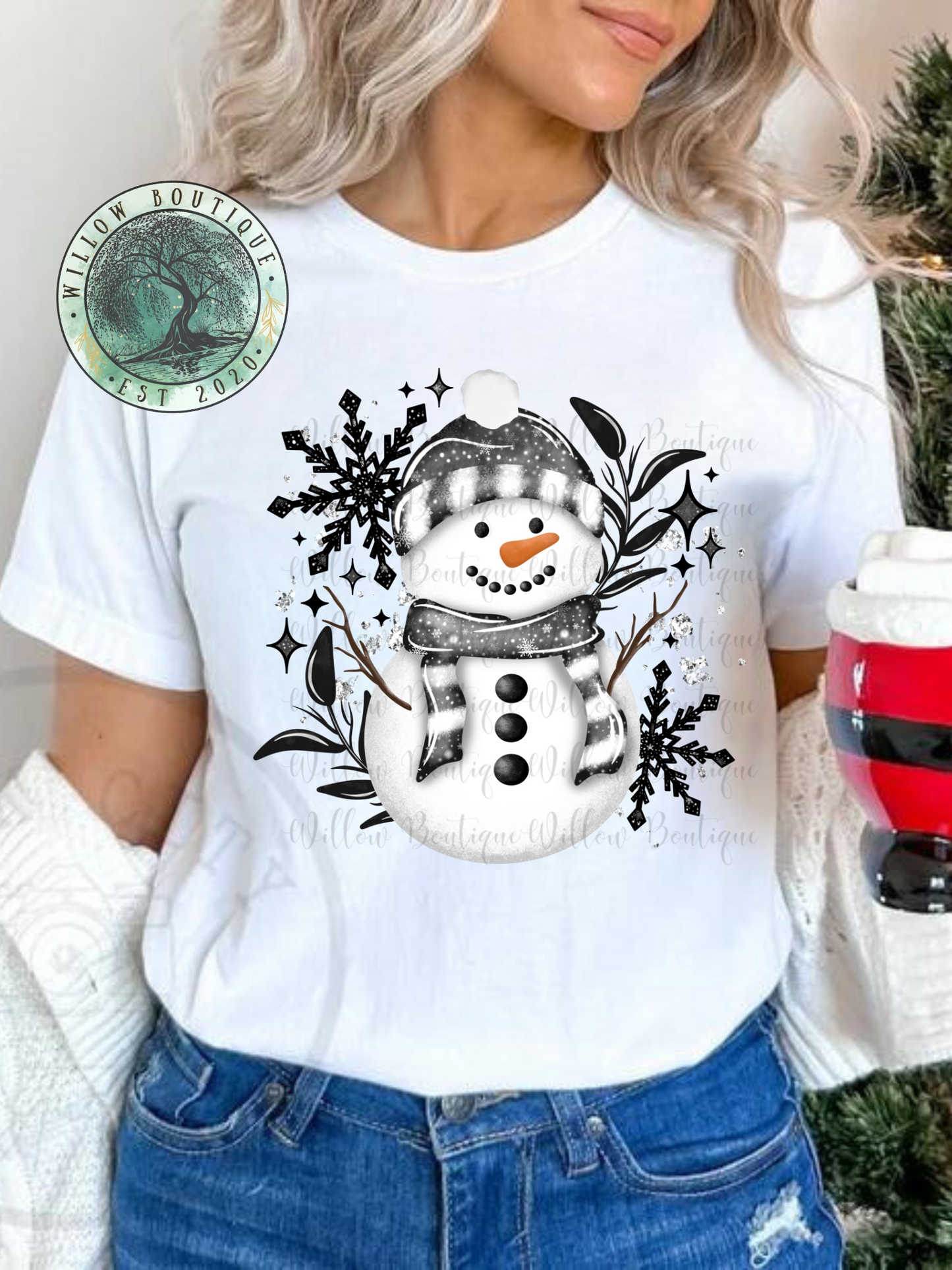 Black and White Snowman Tee