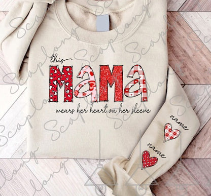 Heart On Her Sleeve Red Personalized Sweatshirt